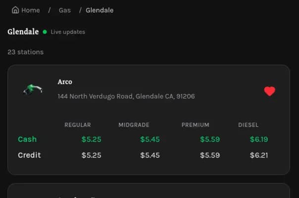 Open Glendale fuel listings